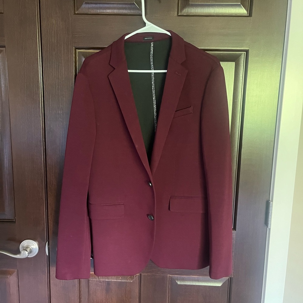 Burgundy Men Suit Jacket Blazer - 40R slim